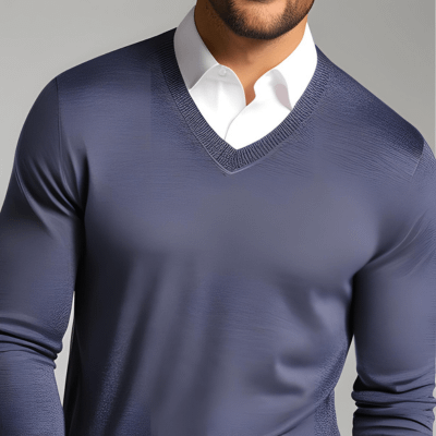 grey-coloured-V-neck-Sweater